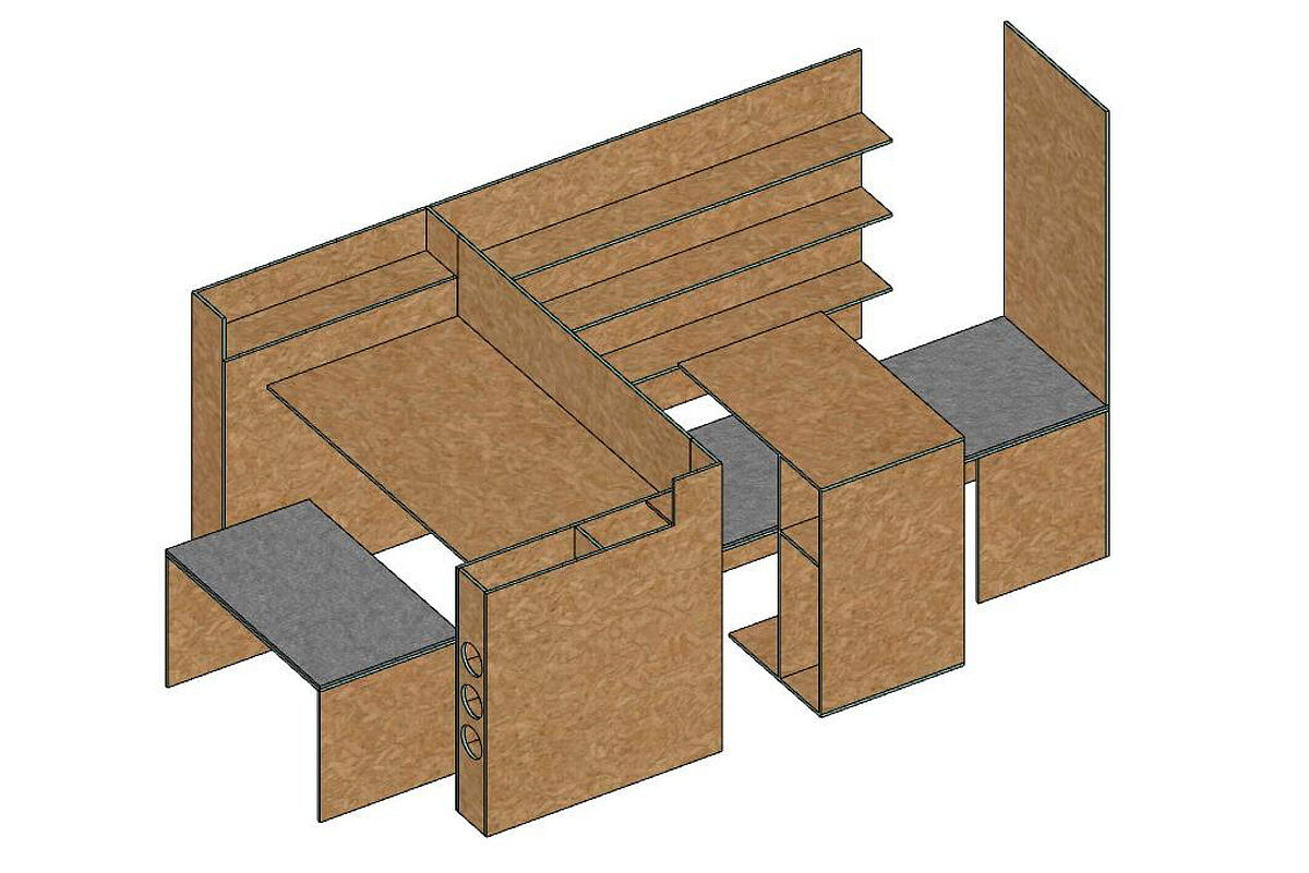 Entwurf von Marike Tomaschewski, Sophia Kossow, Innenarchitektur, betreut durch Prof. Bettina Menzel